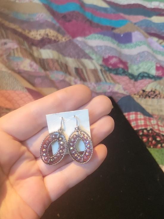 Jewelry - Pink Crystal Teardrop Hoop Earrings - Women's Jewelry
